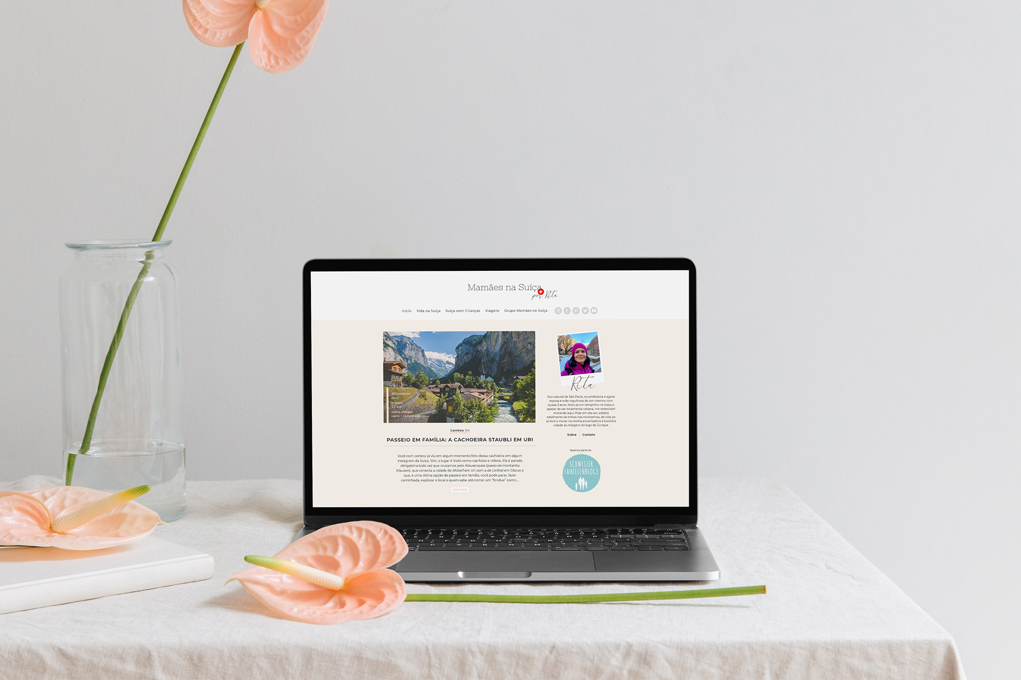Layout para WordPress Blog exclusivo e personalizado para Mamães na Suíça - Design by Adrielly Sato